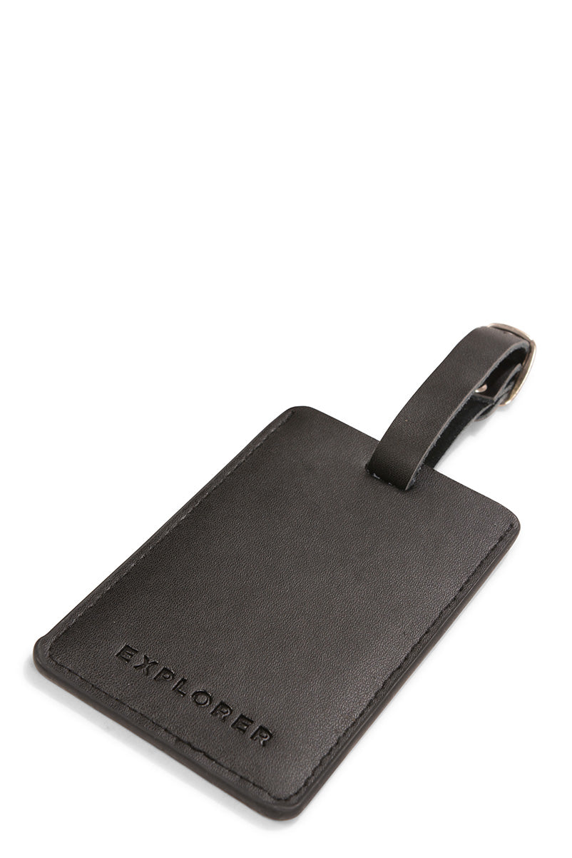 Leather Luggage Tag Black