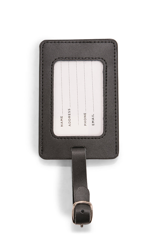Leather Luggage Tag Black