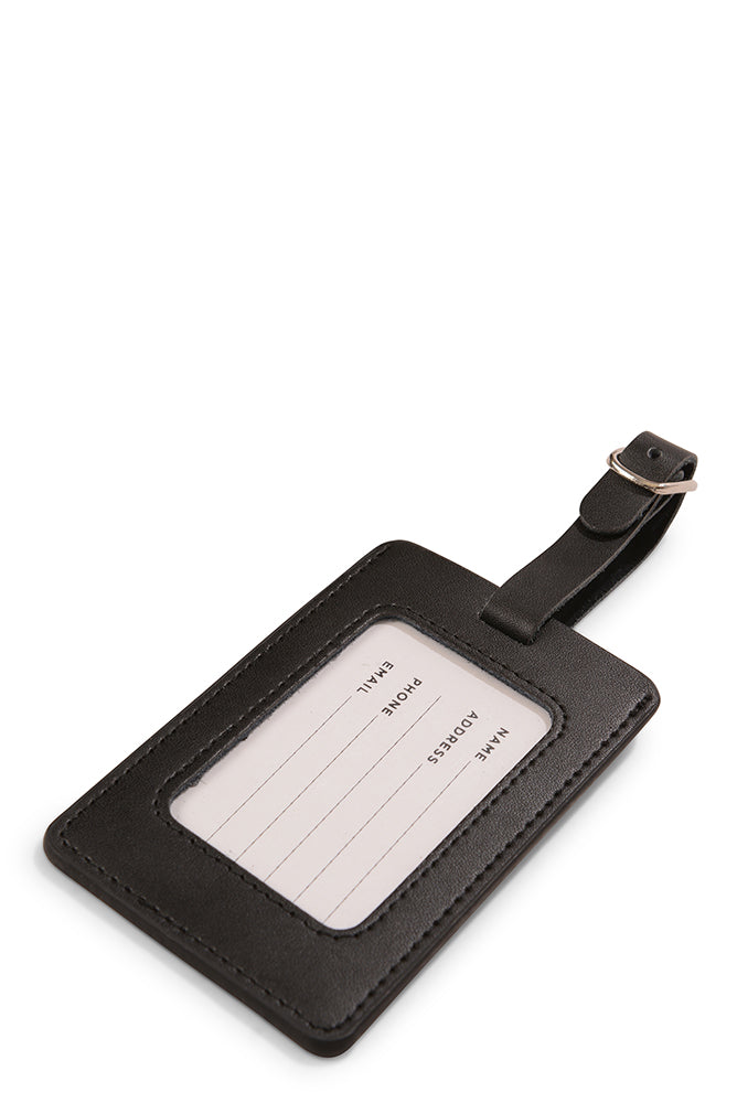 Leather Luggage Tag Black